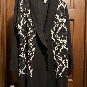Charter Club Cardigan Sweater Womens Plus 3XL Black Open Front Shawl